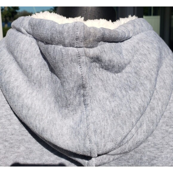 US Polo Assn Hoodie Jacket Womens L Gray Sherpa lined Full Zip Logo Cozy NWT - Picture 8 of 16